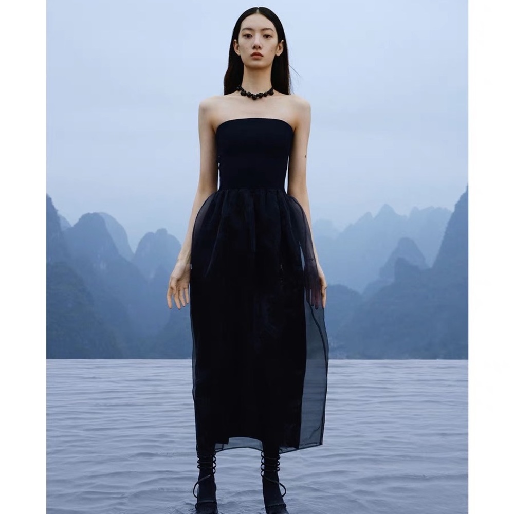 Knit Tube top cocktail Dress in black - Picture 2 of 9